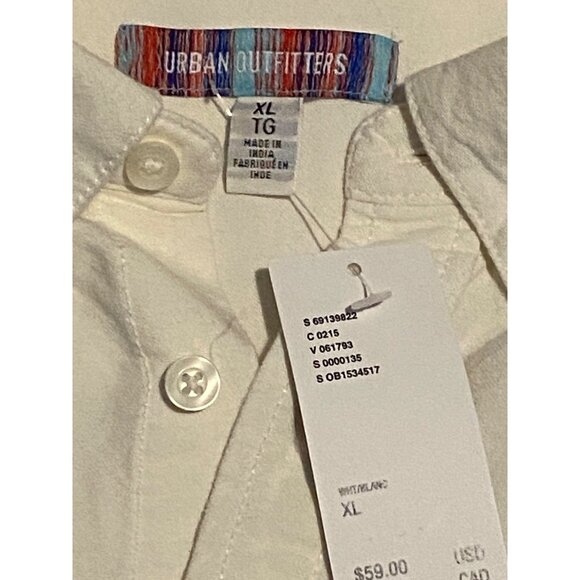 Urban Outfitters White Cotton Button-Up Shirt XL - Picture 2 of 11